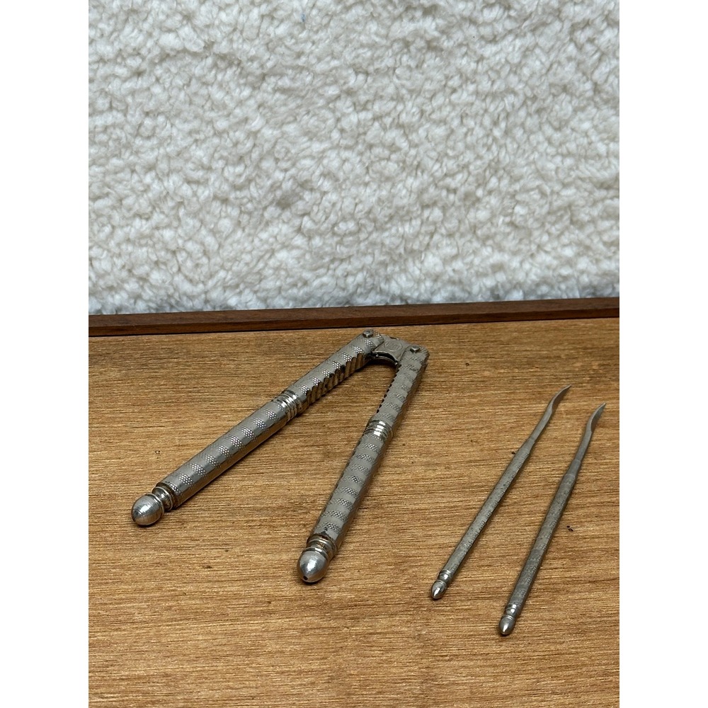 H.M.Q. Nutcracker Set Silver Textured Metal 3 Piece Vintage Kitchen Tools